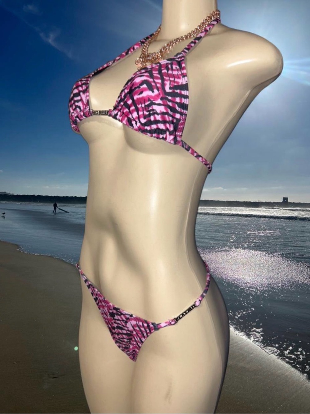 PLAYBOY Pink Patterned Triangle Bikini Set - Picture 5 of 8